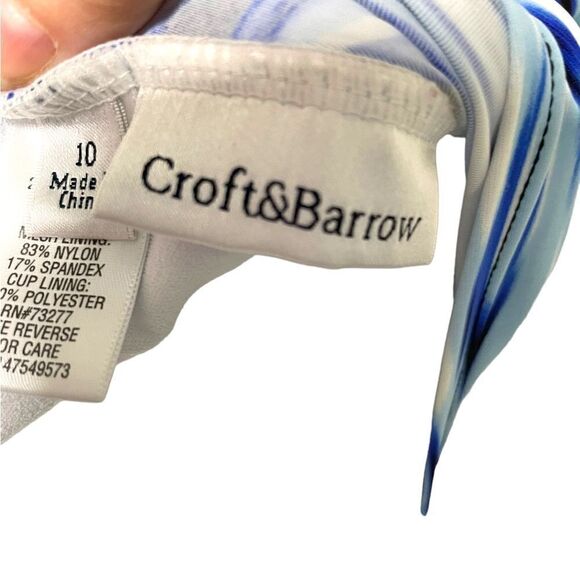 Croft & Barrow Striped Tankini Swimsuit Top Size 10 Blue - Picture 4 of 12